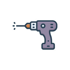 Color illustration icon for drill