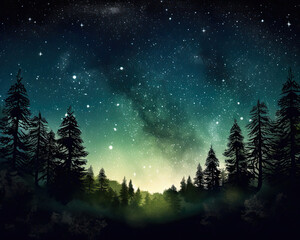 Midnight Sky Starry Night Forest