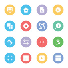 Collection of Graphic Tools Bold Line Icons 

