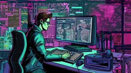 Obraz premium Cybersecurity governance artwork . Fantasy concept , Illustration painting.