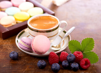 Macaroon on a wooden background