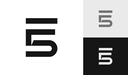 Letter F5 initial monogram logo design