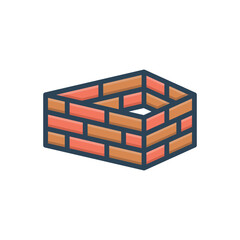 Color illustration icon for brick