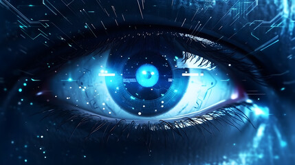 Blue digital eye Generative ai