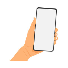 vector illustration of a hand holding a cell phone or smartphone