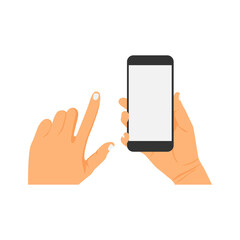 vector illustration of a hand holding a cell phone or smartphone