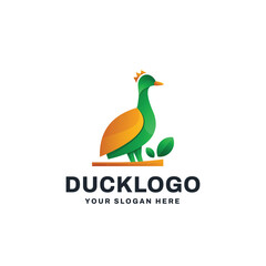Obraz premium Duck Logo Gradient Vector Icon Illustration