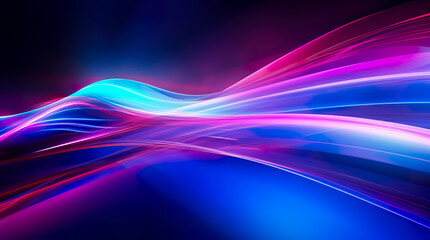 Fototapeta premium Psychedelic Abstract Futuristic Neon. Fluorescent Sci Fi. Glow Laser Showcase Stage Dark Room. Retro Modern