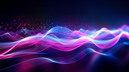 Psychedelic Abstract Futuristic Neon. Fluorescent Sci Fi. Glow Laser Showcase Stage Dark Room. Retro Modern