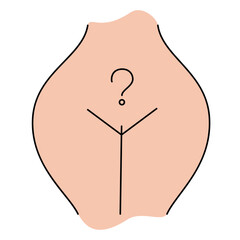 Female body and women's hygiene and health concept. Menopause, Gynecology and care for women's sexual health. Maternity and pregnancy sign. Illustration in cartoon style