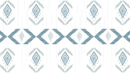 Blue and white ikat seamless pattern. geometric seamless  pattern. Aztec style, embroidery, abstract, vector, design illustration for texture, fabric, print.