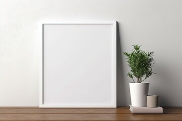 blank picture frame in modern minimalism style room, mockup idea, Generative Ai