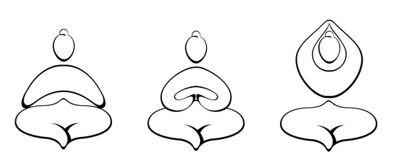 Contours of a man in yoga poses with chakra colors on a white background. Trendy idea design for poster, banner