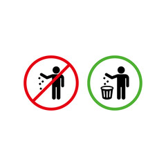 do not litter sign illustration, no littering symbol