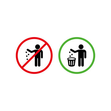 do not litter sign illustration, no littering symbol