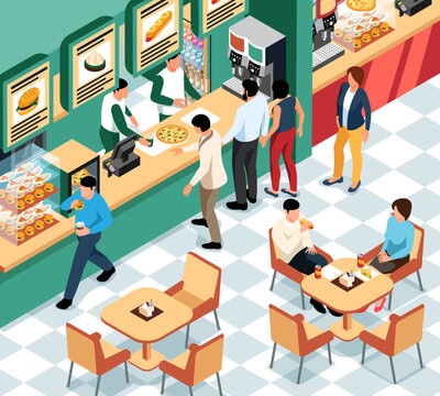 Isometric Food Court Illustration