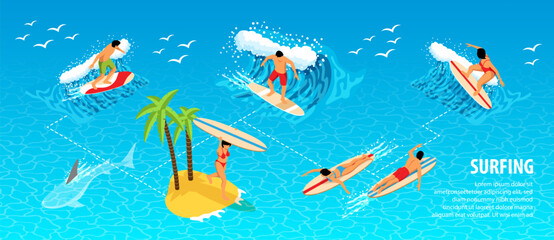 Obraz premium Surfing Isometric Infographics