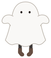 ハロウィンのおばけの仮装をする子供のベクターイラストアイコン　　秋、10月、ハロウィーン、ゴースト