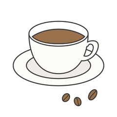 かわいいコーヒーのベクターイラスト アウトライン