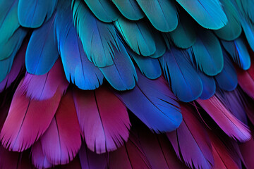 Colorful Feather Background Texture. Vibrant, Artistic Design with Exotic Wing Details &ndash; Ultra-Realistic and Elegant. Generative AI.