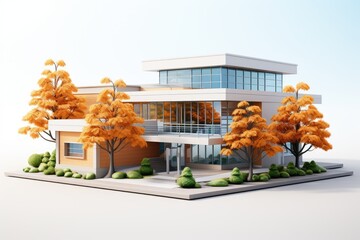 3d illustration school building, 3d rendering