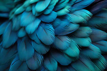 Obraz premium Colorful Feather Background Texture. Vibrant, Artistic Design with Exotic Wing Details – Ultra-Realistic and Elegant. Generative AI.