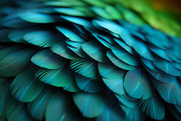 Fototapeta premium Colorful Feather Background Texture. Vibrant, Artistic Design with Exotic Wing Details – Ultra-Realistic and Elegant. Generative AI.