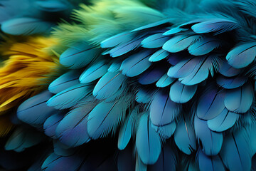 Fototapeta premium Colorful Feather Background Texture. Vibrant, Artistic Design with Exotic Wing Details – Ultra-Realistic and Elegant. Generative AI.