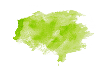 Green watercolor background. Artistic hand paint. Isolated on transparent background.