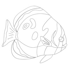Black Butterfly Fish 2D Outline Illustrations