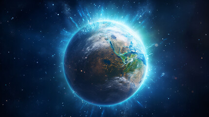 Obraz na płótnie Canvas Planet Earth on starry space background