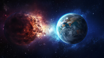 Fototapeta na wymiar Planet Earth on starry space background