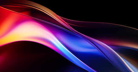 Abstract 3d render iridescent neon holographic twisted wave in motion. Vibrant gradient design element for banner, background, wallpaper and covers