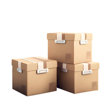 Three cardboard boxes for goods delivery
