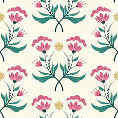 Modern floral seamless pattern background. Decorative style colorful nature 