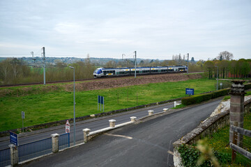 train on the railway in Montrichard Val de Cher in France