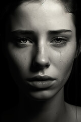 photograph of sad woman face ,generative ai