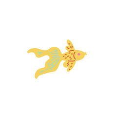 Cute simple yellow fish with ornaments flat style, vector illustration