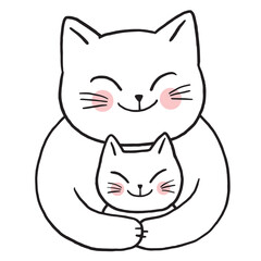Cartoon cute character cat and baby vecter.