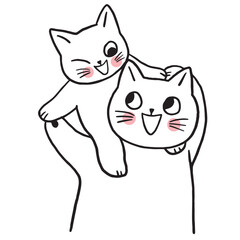 Cartoon cute character cat and baby vecter.
