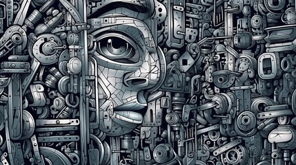 Abstract concept of cybersecurity . Fantasy concept , Illustration painting.