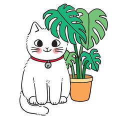 Cartoon cute character funny cat vector.