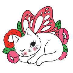 Cartoon cute character funny cat vector.