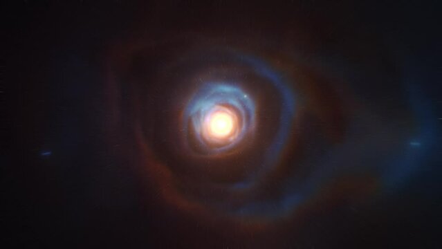 Cosmic Tunnel of Light Through Nebulas. Seamless loop