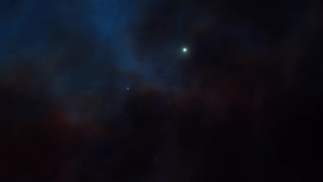 Space travel through nebulas and stars. Seamless loop