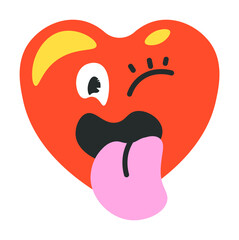 Heart character sticking out tongue, personage