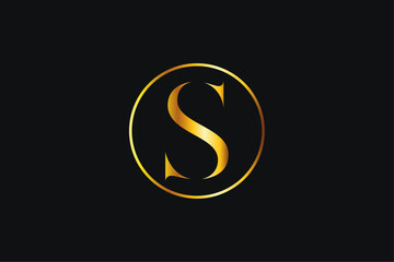 S golden luxury logo icon
