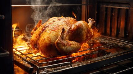 Fototapeta premium roasted chicken on the oven 