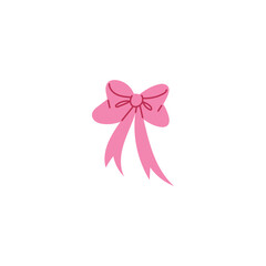 Cute cartoon pink bow, vector rose bow decoration for girls, hair care, childish hand drawing fashion decorative element