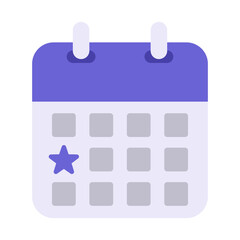 Purple Flat Calendar Icon